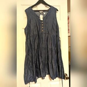 Maurices Dark Blue Mid Length Ruffle Dress XXL